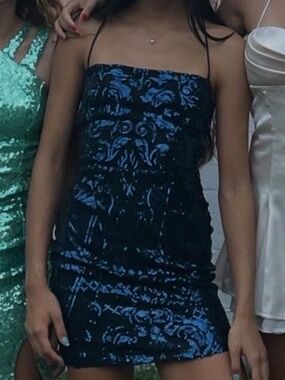 Windsor Navy Sequin Strappy Mini Dress